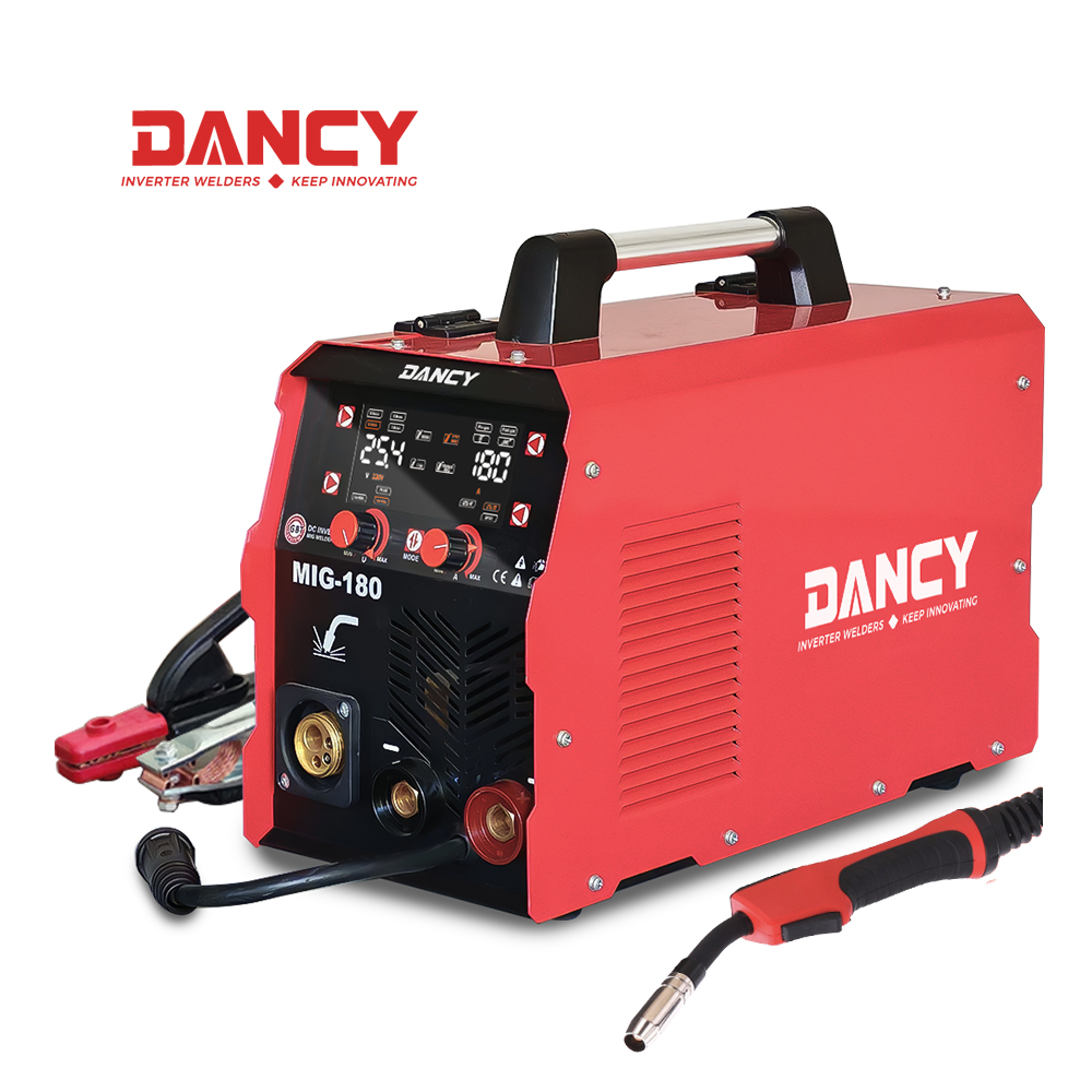 High Quality MIG180 Inverter IGBT Synergy MIG Soldadora CO2 Gas Welding MIG Welder Big LCD MIG/MAG/Stick/Lift TIG 220V 110V